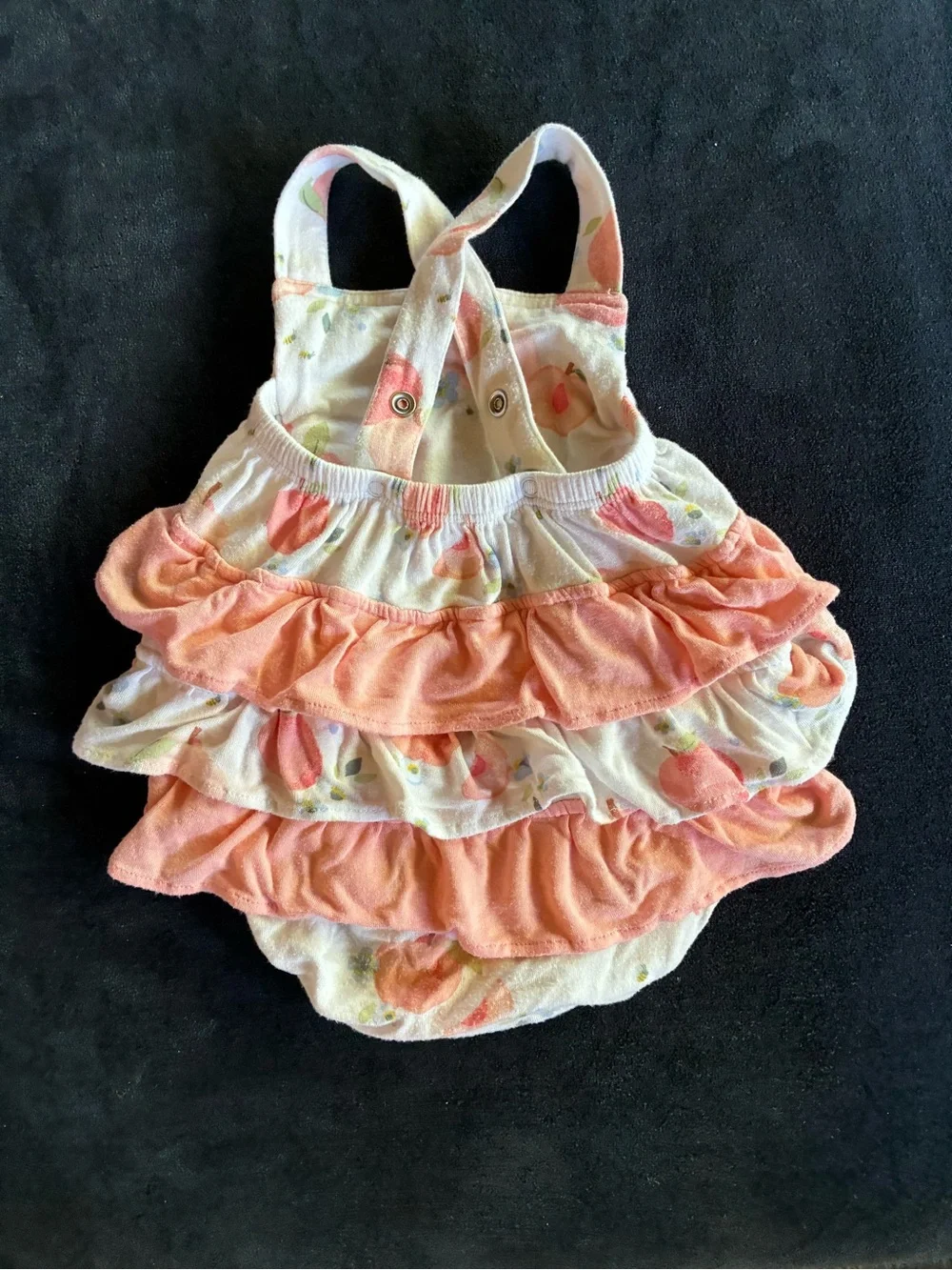 NWT Angel Dear Peaches Ruffle Sunsuit Romper Bamboo Size 0-3 months